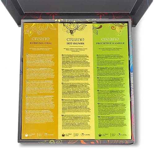 Creano Coffret cadeau de tisane bio « Thé d'automne bio » – 27 sachets de thé bio en 9 variétés différentes – 54 g – NOUVEAUTÉ 2022*