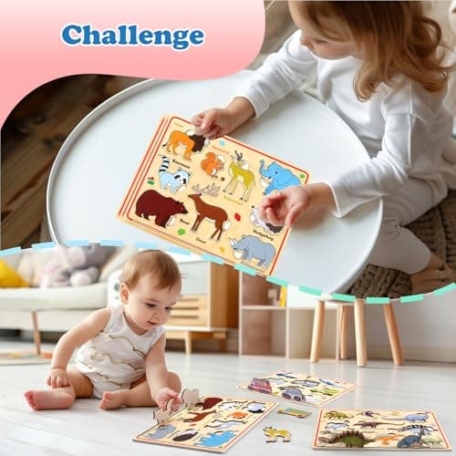 3 Jeux De Puzzles pour Bois pour Les Jeunes pourfants, Autocollants Magnétiques pour Bois pour Le Réfrigérateur, Puzzles Montessori, Cadeaux pour Filles Et Garçons -Voiture Dinosaure Animaux