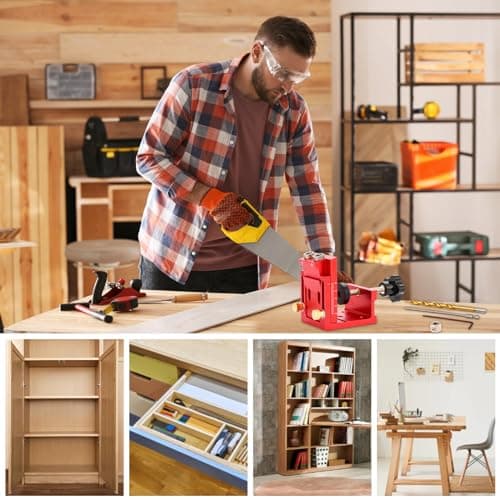 Kit de Gabarit de Trou de Poche,Gabarit de percage oblique pour bois,Ajustable Guide de Menuiserie de Percage,Positionneur de Trou Oblique pour Travail du Bois