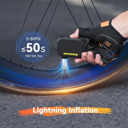 anoutway Mini Pompe à vélo, Pompe à vélo avec manomètre numérique, Pompe à air électrique pour vélo, arrêt Automatique pour VTT, vélo de Route AT1 Pro