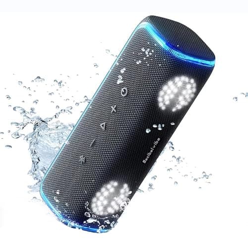 Decibelvibe Initial Tnz 7 - Enceinte Portable Bluetooth 5.3 Puissante (30W) Sans Fil, Étanche IPX7, Basses Profondes, 25H d'autonomie, Lumières LED, Couplage Stéréo Pour Intérieur et Extérieur. (Cyan)