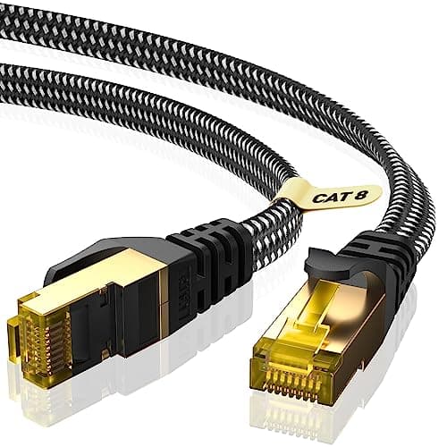 ARISKEEN Cat 8 Câble Ethernet 4M, Cat8 Tressé Plat Haut Débit (40Gbps 2000Mhz/s) Gigabit Rj45 STP Câble Blindé Internet Réseau Lan Patch pour Routeur Ordinateur TV PC