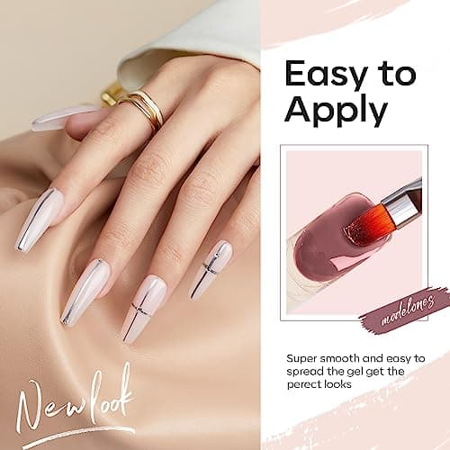 Modelones Polygel Pailleté Rose Nudee 6 Couleurs 15 ml Poly gel pour Ongles Faux Ongles Extension Construction Vernis Semi Permanent Quick Building Extender Gel Kit pour Manucure Nail Art Debutant