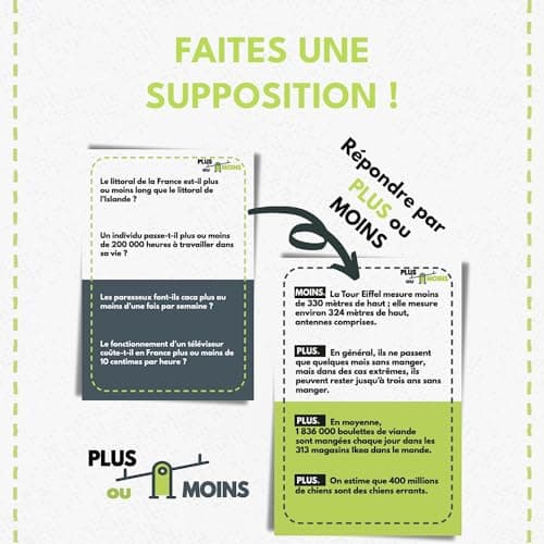 More or Less: Plus ou Moins | Version Française | Jeux de Cartes Amusants pour Les Adultes & Les Enfants |