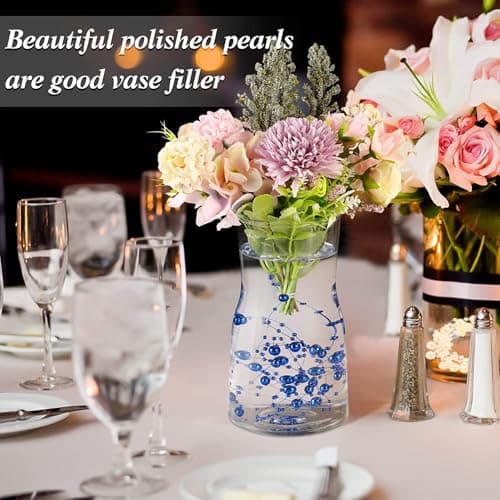 GEFIRE 18 Pièces Perles d'eau Bleu, Bougies Flottantes, Perle d'eau, Bougie Flottante pour Vases, Remplisseurs de Bouteilles d'eau, Mariages, Décorations de Centres de Table (1.2M)