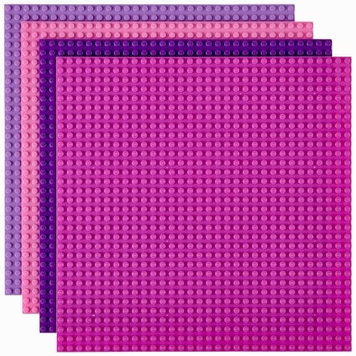Strictly Briks - Lot de 4 plaques de Base Classiques - pour Jeux de Construction - Compatible avec Toutes Les Grandes Marques - 25,4 x 25,4 cm - pour Fille
