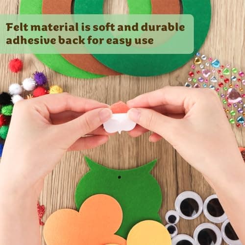 BETESSIN Loisirs Créatifs d'Automne et d'Hiver pour Enfant Bricolage Automne Mousse en Feutre avec Feuilles et Autocollant de Diamant Hibou Hérisson pour Halloween Thanksgiving Noël