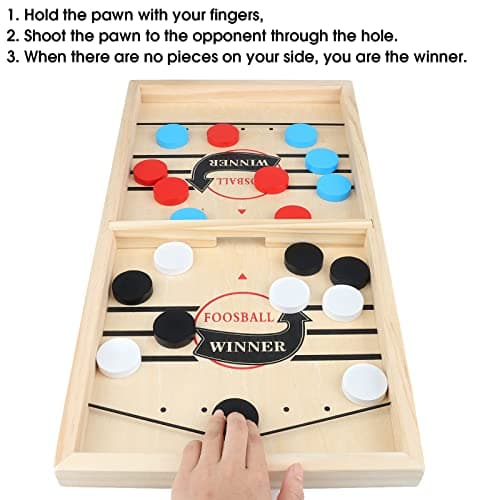 MOMSIV Fast Sling Puck Game Jeu de rondelle de Fronde Rapide, Jeu de Table de Jeu Gagnant de Palet de Fronde en Bois drôle, Jeu de fête interactif Parent-Enfant pour Adultes