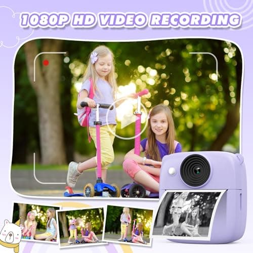 Appareil Photo Instantané Enfant, CalineGam 48MP 1080P Appareil Photo Numérique Enfant avec Carte 32GB & Papier Photo, Noël Anniversaire Cadeau pour Filles Garçons 3-12 Ans (Violet)