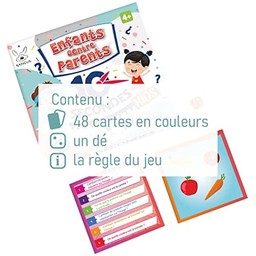 KANGUR Enfants Contre Parents 10 Secondes Kids Familial Jeux de Société pour Enfants et Adultes Quiz Jeu de Cartes 4+