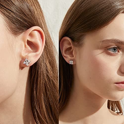 Boucle d'oreille homme carre Boucle d'oreille homme diamant carre Boucle oreille homme brillante en or blanc a vis Clous d'oreilles homme en zircone Boucles d'oreilles a vis 4mm