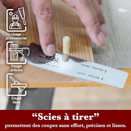 SUIZAN Scie Japonaise 120mm Scie à coupe à ras Scie à Main Pour Les outils de travail Du bois dur Et Du bois tendre