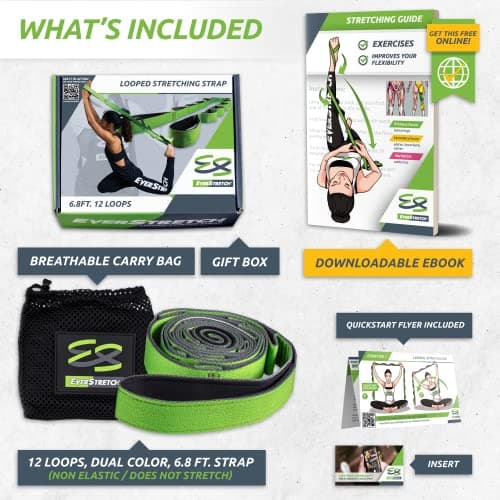 EverStretch Sangle Extensible Non élastique avec Boucles - Bougez Librement avec Cette Bande Extensible de qualité supérieure pour Sangle Yoga en Boucle pour Le Sport et la physiothérapie