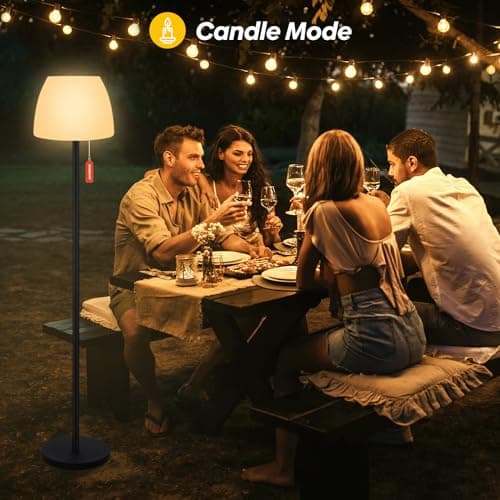 Licmic Lampadaire solaire d'extérieur avec capteur de lumière, à intensité variable, blanc chaud et RVB, lampe sur pied, sans fil, rechargeable, étanche, pour terrasse, jardin.