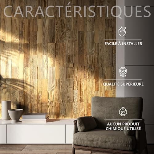 Wooden Wall Design Modèle « Amber Mini » Panneaux muraux en bois recyclé 1m2