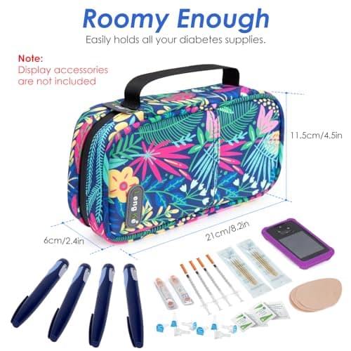 YOUSHARES Pochette Isotherme Insuline avec 2 Poche Glacière à Insuline - Trousse Isotherme Insuline, Sac Isotherme Transport Insuline pour Medicament Voyage, Stylo Insuline, Seringue, Forêt Tropicale