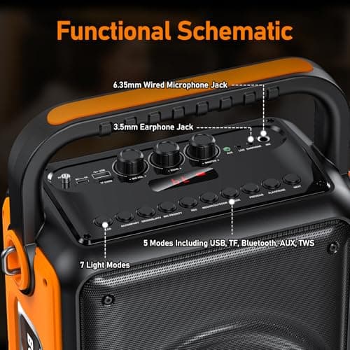 HWWR Machine de Karaoké Adultes et Enfants, Enceinte avec Micro sans Fil, Equipement de Karaoke Supporte TF/USB/AUX/TWS, Réunions Famille for Home Parties/Outdoor Camping/Beach Parties.