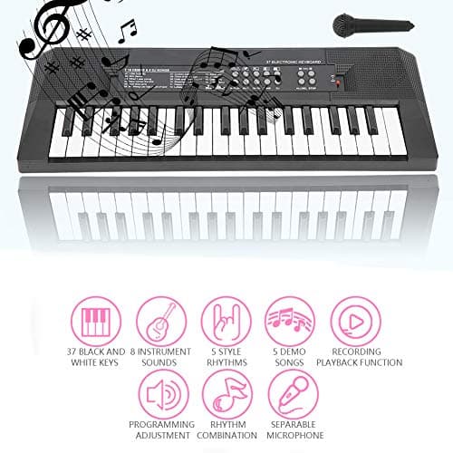 Clavier électrique Clavier musical électronique portable à 37 touches avec fonction d'enregistrement de microphone pour l'apprentissage des enfants