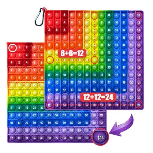 Zamety Pop It, Popit Fidget Toys, Anti Stress Fidget, Pop It Bebe Fidget Toy, Multiplication et Addition Popite pour Enfant, Double Face Silicone Arc-en-Ciel Jouet Anti Stress pour Enfants Adultes