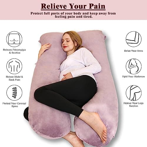 Chilling Home Coussin de Grossesse,Coussin Allaitement en Forme de U en Velours Amovibl, Coussins de Maternité et Corps pour Dormir,Violet