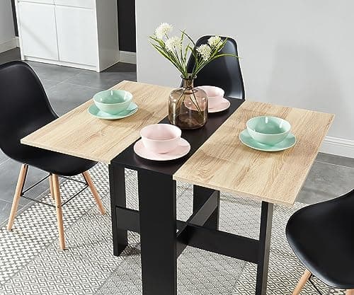 BAÏTA Table Pliante, Noir et chêne, L104cm