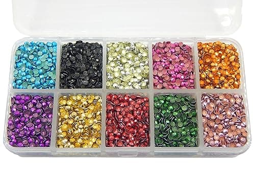 Perlin Hotfix - Lot de 20 000 rivets métalliques - 10 couleurs - Avec boîte de rangement - Rhinestuds Octagon - Thermocollants - À repasser - 2 mm