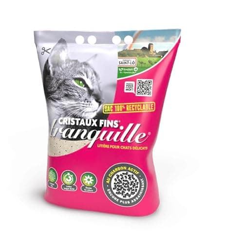 Tranquille - Litière pour Chat Silice Cristaux Fins et Charbon Actif 3,70L - Lot de 8