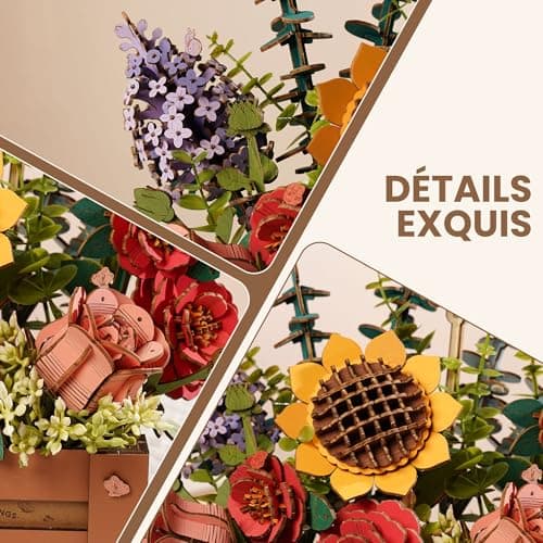 ROWOOD Puzzle 3D Fleurs avec vase, cadeaux de bonsaï DIY, décoration de la maison, kit de modélisation de fleurs artificielles pour adultes et enfants, cadeau idéal pour les femmes et les hommes