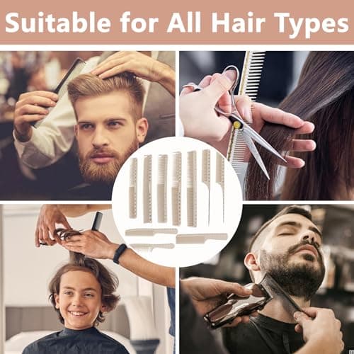 Lot de 10 Peignes Professionnels de Coiffure, Peigne en Fibre de Carbone avec échelle, Brosse à Cheveux Antistatique Résistante à la Chaleur, pour Salon de Coiffure ou Fournitures de Maison