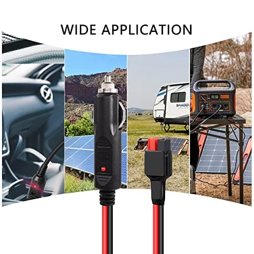 YAODHAOD Rallonge de câble adaptateur allume-cigare 15 A vers connecteur solaire - 14 AWG - 1 m - Compatible avec le kit de panneau solaire 30 A 45 A - Outils pour charger les batteries de voiture