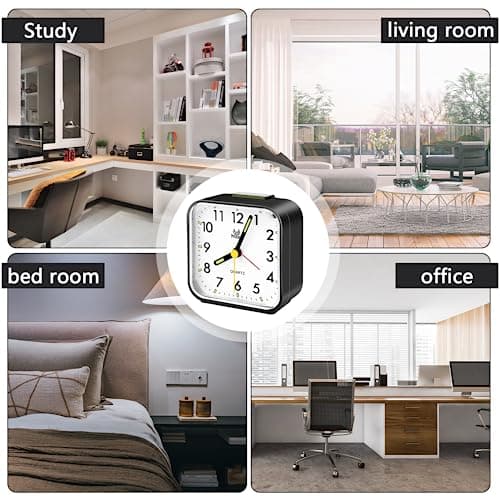 Miiepls Analogique Silencieux sans Tic-Tac,Petite Réveil De Voyage Lumineux Idéal pour Famille/Bureau