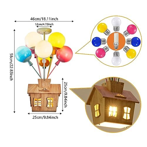 BOBOPAI Plafonnier Chambre d'Enfant,Lampe Suspendue Bois LED Télécommande,Lampe Ballon Verre Rond,Lustre Moderne Garçon Fille Chambre à Coucher,Maternelle,Chambre Bébé (Ampoule Incluse)