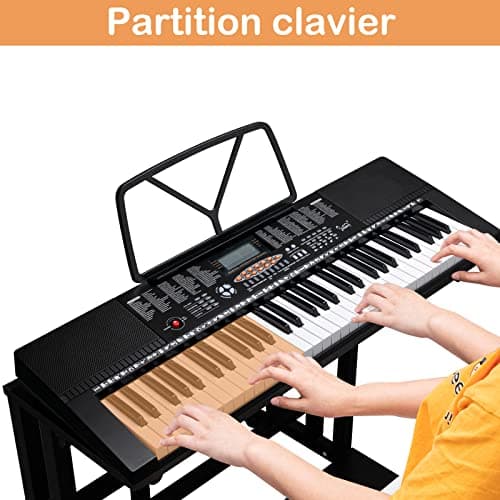 Alightup Piano à Clavier Électrique Portable 61 Touches avec Haut-Parleurs Intégrés Écran LED Casque Microphone Support de Partition