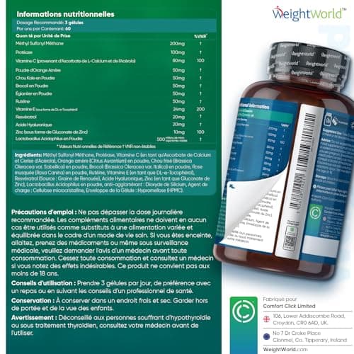 Collagene et Acide Hyaluronique - 180 Gélules Vegan (2 Mois) Collagène Vegan– Vitamine C, E, Zinc, MSM, Resvératrol, Probiotique - Lactobacillus Acidophilus, Peau, Cheveux, Ongles, Os, Gencives