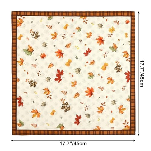 Arquiel Serviettes de Automne Feuille Table Lot de 4, Serviettes en Tissu 100% Coton Doux et Confortable Réutilisables Serviettes pour Le Dîner en Famille Mariage Cocktail Cuisine(45cm×45cm)