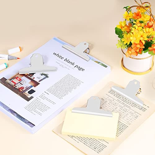 GUOKOFF 76mm Pince Bulldog, 12 Pièces Bulldog Clips Métal, Argent Bulldog Binder Clips, Pinces à Charnière en Métal, Pinces Papier pour Photo, Bureau, l'école