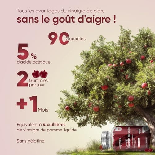Gummies Vinaigre de Cidre Avec la Mère 1000mg - 90 Gummies Vegan (45 Jours) - Alternative au Gummies Morosil - Keto Gummies Vinaigre de Cidre de Pomme Enrichi en Vitamine C, B6, B9, B12 & Betterave