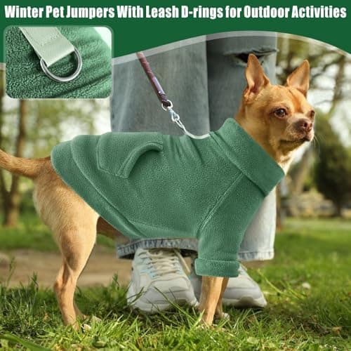 Mosucoirl Pull Chien Hoodie Animaux de Compagnie Manteau Chaud Coton Sweat Shirt Vêtements pour Chiens avec Poches Chien Pull pour Chiens Body (Vert Clair&Vert, XS)