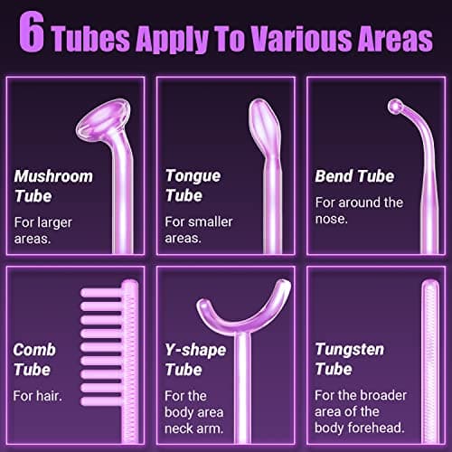 Appareil Haute Frequence Esthetique - UUPAS 6 en 1 Argon Haute Frequence Visage Baguette avec 6 Tubes