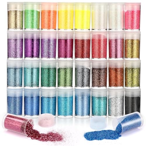 Royouzi 32 Pcs Paillettes Loisirs Creatifs, 32 x 8g (256g) Utilisé Pour Le Nail art, Le Maquillage, La Coiffure, Les FêTes, DéCoration Artisanale DIY Paillette