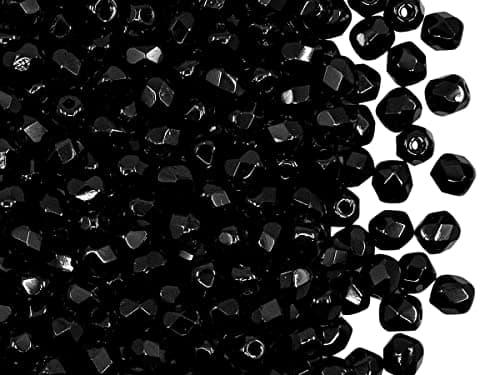 275 pcs Set of Fire Polished Faceted Czech Glass Beads One Color - 3mm, 4mm, 6mm, 8mm (Jet Black 23980)