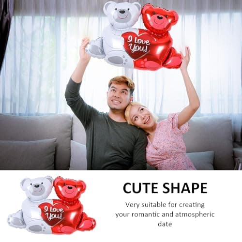 Lot de 2 ballons en aluminium, en forme de cœur, en peluche, pour décoration de mariage et de fête, réutilisables, personnalisables