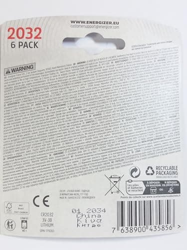 Energizer Lithium Batteries 2032 - 6 pack