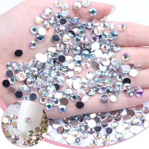 AEIOPRS Cristaux Dos Plat Strass Verre Pierres Scintillantes Art Ongles Pierres précieuses Ronde Diamant Gems