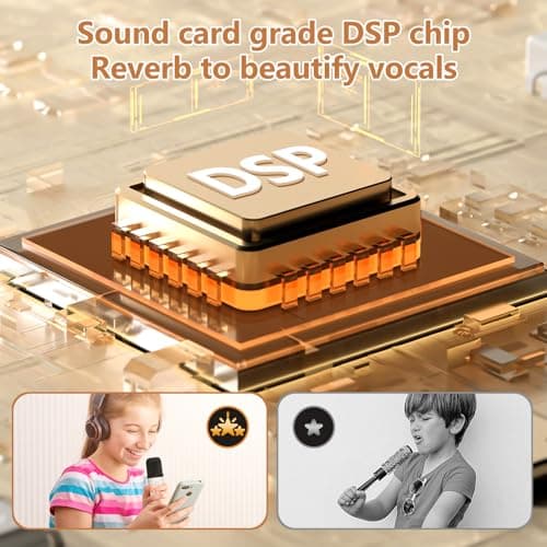 Micro Karaoke Enfant avec 2 Microphones, Mini Karaoke Machine Portable sans Fil, Convient aux Enfants et Aux Adultes, avec des Lumières LED et des Effets de Changement de Voix, Un Cadeau pour Les Fill