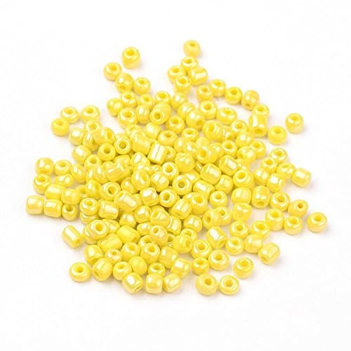 SACHET DE 37g ENVIRON 450 PERLES DE ROCAILLES JAUNE DIAMETRE 4mm 6/0 - CREATION PERLES