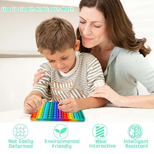 jiuzcare Pop It Fidget Toys Glace Bubble Sensory Jouets de Décompression en Silicone Educatifs Maths Manette Push Bubbles Jouet Anti-anxiété pour Enfant et Adulte Soulagent L'anxiété l'Autisme
