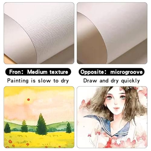 DEARBAG 60 Feuilles Papier Aquarelle, Aquarelle Papier Dessin, 300g/m2 Papier Aquarelle Blanc Coton Watercolor Paper Feuille Aquarelle pour Aquarelles Acryliques Gouaches (12,7 x 17,8 cm)