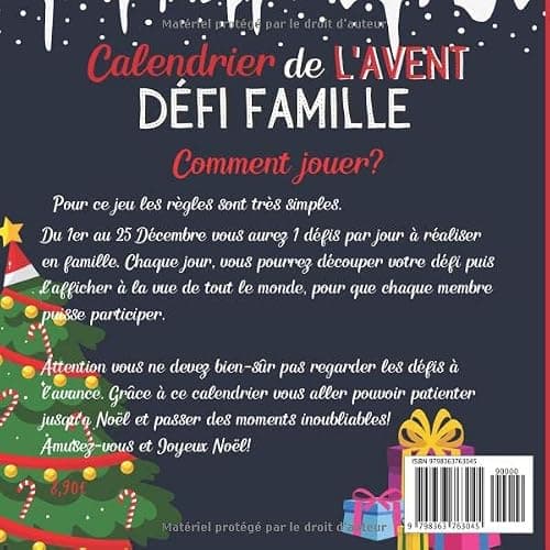 Calendrier de l'avent Défi Famille: Livre de Jeux pour Attendre Noël Composé de Défis pour toute la Famille-Carnet cadeau de 25 Gages pour les Petits ... pour Patienter jusqu'à L'arrivée du Père Noël