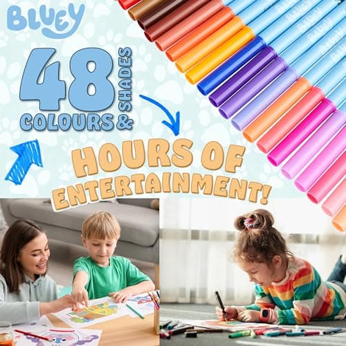 BlueY Feutres de Coloriage pour Enfants - Lot de 48 Feutres Enfant Lavables Non Toxiques Idée Cadeau Garcon Fille